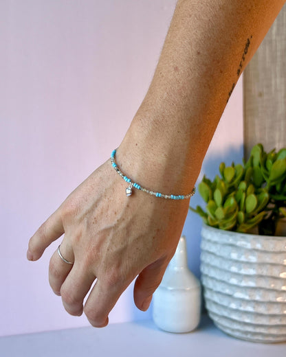 Boho Gemstone Beaded Bracelet Sterling Silver Magnetic Clasp Casual Minimalist Fine Jewelry Gift