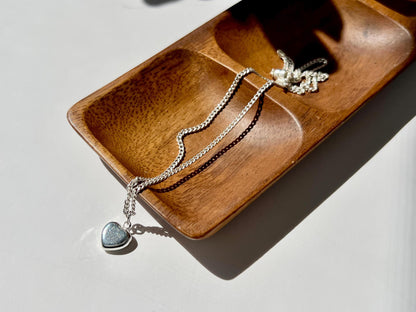 Sterling Silver Heart Pendant Necklace 1.9mm Chain Magnet Clasp Closure Minimalist Everyday Jewelry