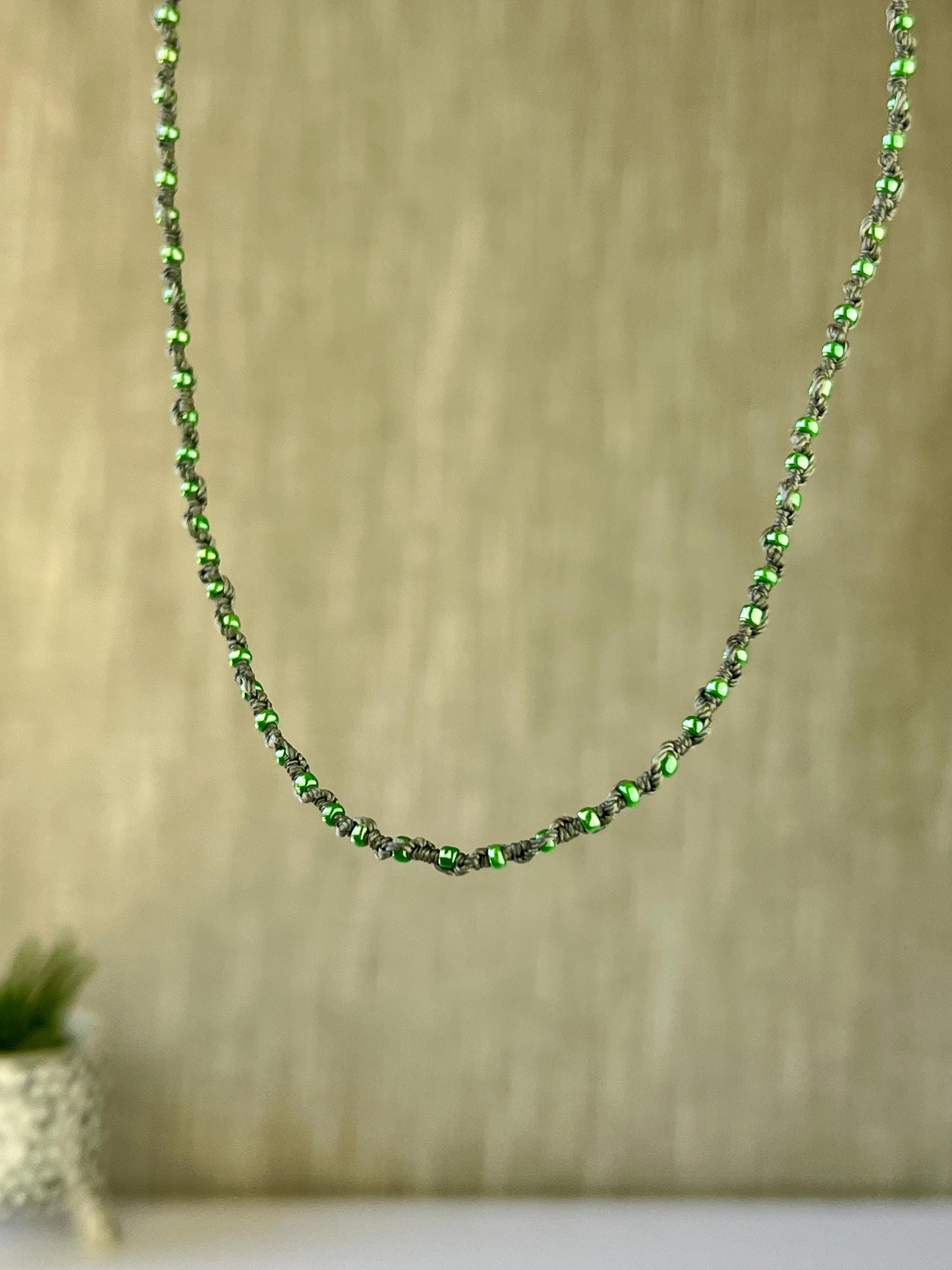 Delicate Hand Knotted Seed Bead Choker Necklace Minimalist Boho Style