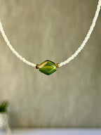 Boho Seed Bead Choker Necklace, Sterling Silver Magnetic Closure, Minimalist Boho Style