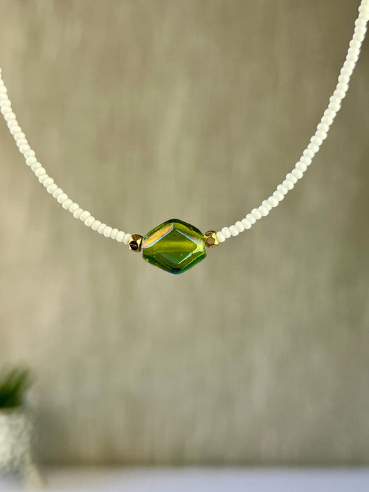 Boho Seed Bead Choker Necklace, Sterling Silver Magnetic Closure, Minimalist Boho Style