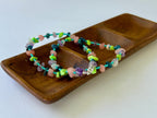 Colorful Chip Stone Beaded Choker Necklace Sterling Silver Magnetic Clasp Eclectic Design