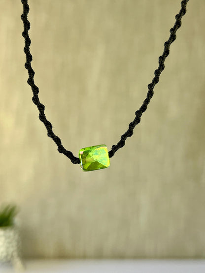 Hand Knotted Glass Bead Choker Necklace Sterling Silver Magnetic Closure Minimalist Jewlery Boho Style