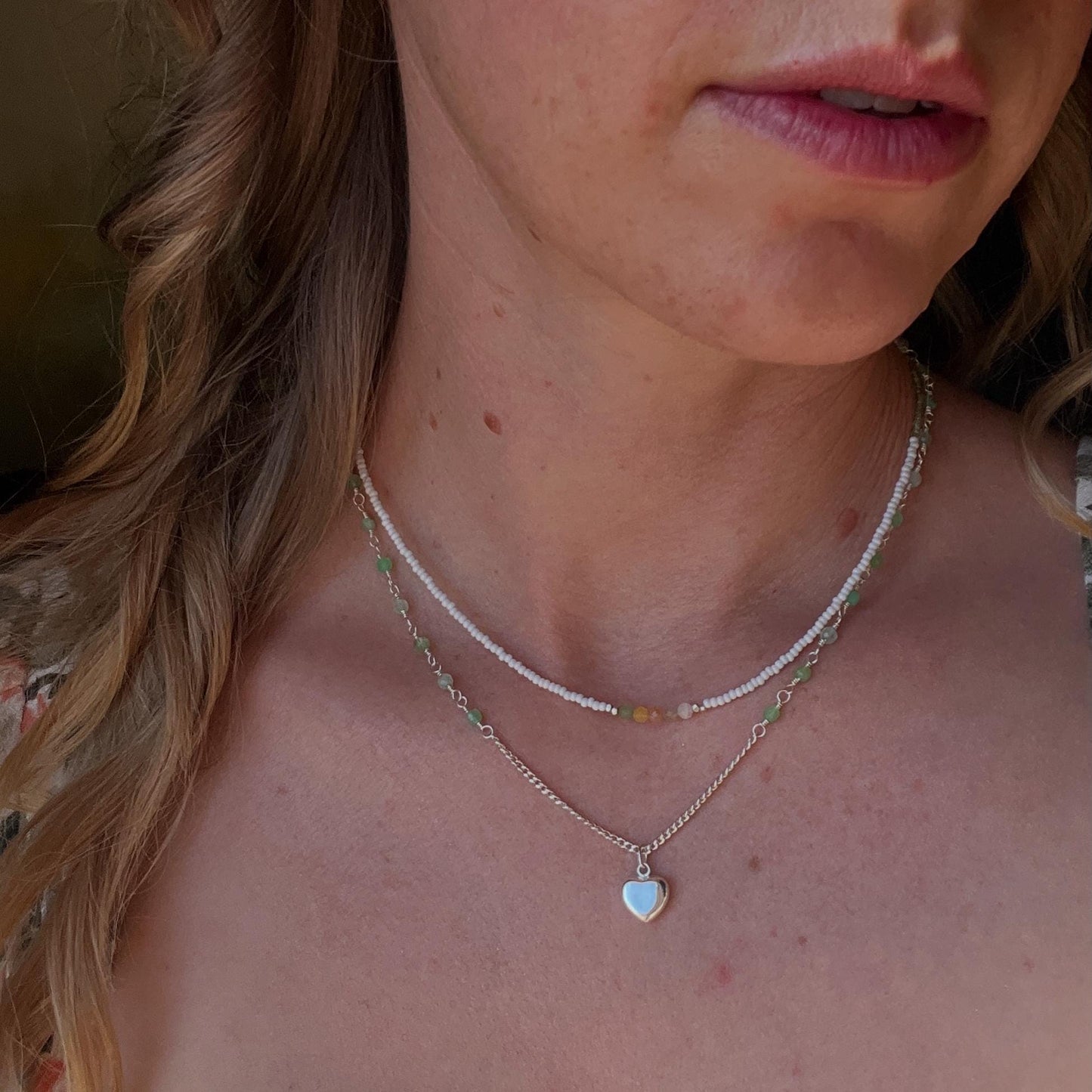 Delicate Gemstone Necklace, Seed Bead Choker, Sterling Silver Magnetic Closure, Minimalist Boho Style Jewelry