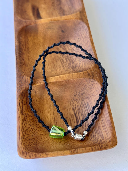 Hand Knotted Glass Bead Choker Necklace Sterling Silver Magnetic Closure Minimalist Jewlery Boho Style