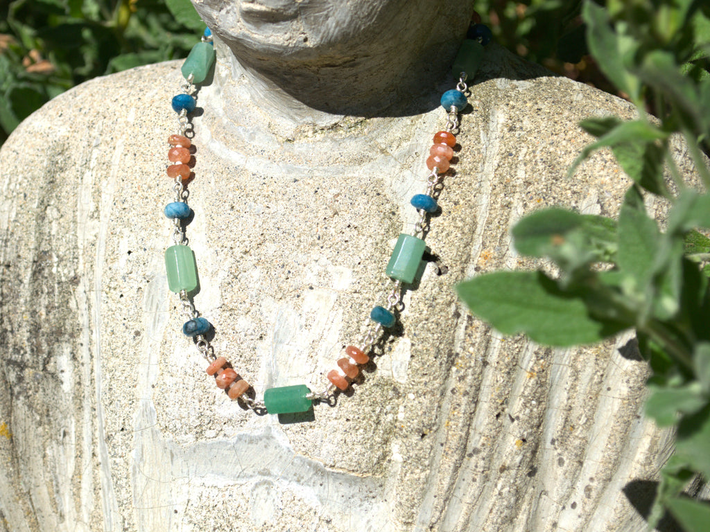 Mixed Gemstone & Sterling Silver Necklace